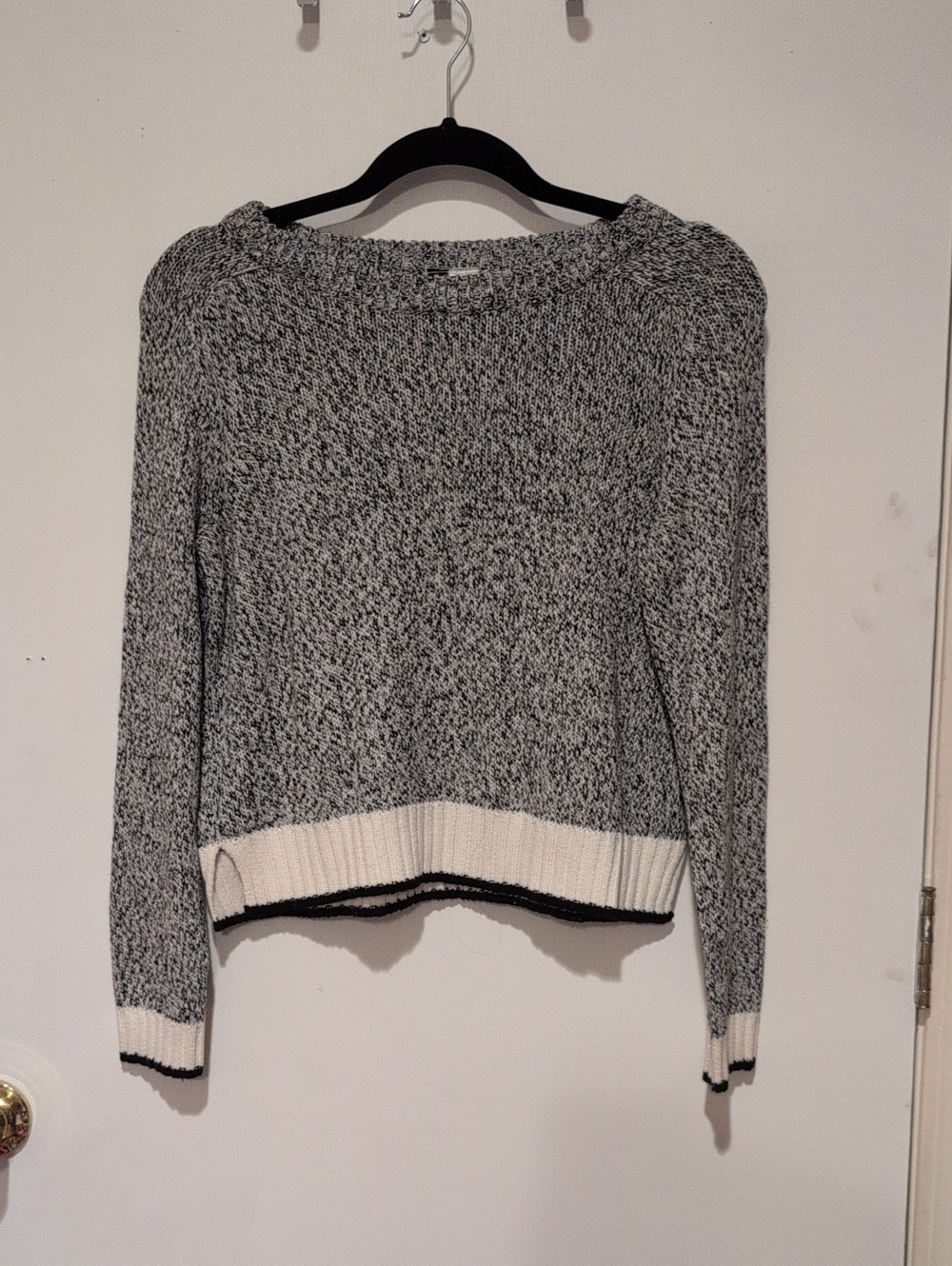 H&M Black & White Marled Crewneck Sweater